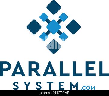 Modernes flaches, farbenfrohes PARALLELSYSTEM-Logo-Design Stock Vektor