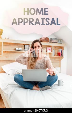 Inspiration zeigt Schild Home Appraisal. Word für bestimmt den realen Wert und die Bewertung von Immobilien Lesen Sie interessante Artikel Online Stockfoto