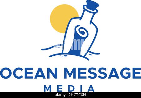 Modernes farbenfrohes Design OCEAN MESSAGE Logo Design Stock Vektor