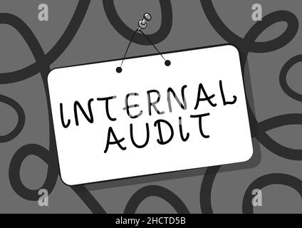 Text mit Inspiration Internal Audit. Das Konzeptfoto bewertet die Effektivität der Steuerelemente und Prozesse, die mit der Zeichnung der hängenden Tür verbunden sind Stockfoto
