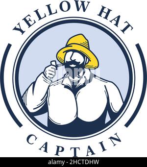 Modernes, farbenfrohes, GELBES CAPTAIN-Logo-Design Stock Vektor