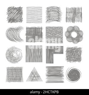 Freihand-Linie Für Stiftdoodle. Schraffur Der Skizze. Striche Kreide Scribble Grey Line. Grunge Handgefertigte Textur. Stockfoto