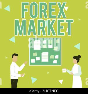 Text mit Inspiration Forex Market. Geschäftsansatz globale Geschäfts- und Finanzkonjunkturtrends Handel mit der Währung Illustration des Paares Stockfoto