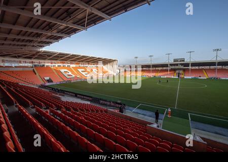 Blackpool, Großbritannien. 01st Januar 2022. Allgemeine Ansicht von Bloomfield Road, Heimat von Blackpool in Blackpool, Großbritannien am 1/1/2022. (Foto von Craig Thomas/News Images/Sipa USA) Quelle: SIPA USA/Alamy Live News Stockfoto