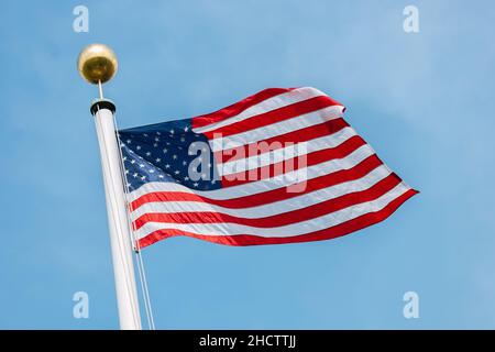 Amerikanische Flagge im Wind wehende Stockfoto