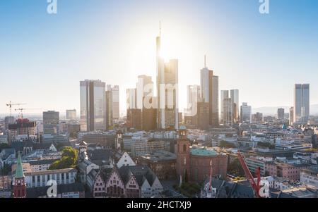 Luftaufnahme von Frankfurt am Main mit Hauptwache in Frankfurt Stockfoto