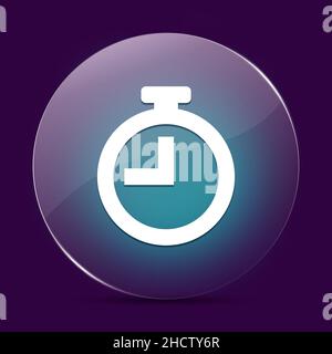 Timer Mondlicht Glas Runde Taste abstrakt auf einem dunkelvioletten abstrakten Hintergrund Stockfoto