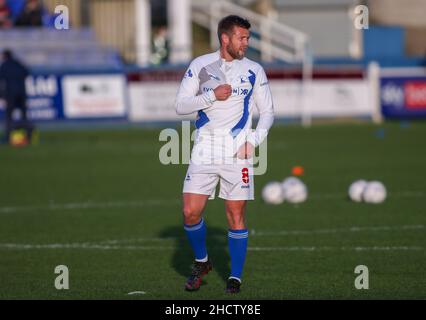 HARTLEPOOL, GROSSBRITANNIEN. JAN 1st Nicky Featherstone von Hartlepool United während des Spiels der Sky Bet League 2 zwischen Hartlepool United und Oldham Athletic am Samstag, den 1st. Januar 2022 im Victoria Park, Hartlepool. (Kredit: Michael Driver | MI Nachrichten) Kredit: MI Nachrichten & Sport /Alamy Live Nachrichten Stockfoto