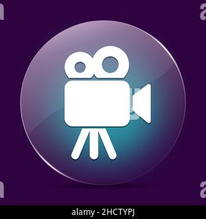 Videokamera Mondlicht Glas Runde Taste abstrakt auf einem dunkelvioletten abstrakten Hintergrund Stockfoto