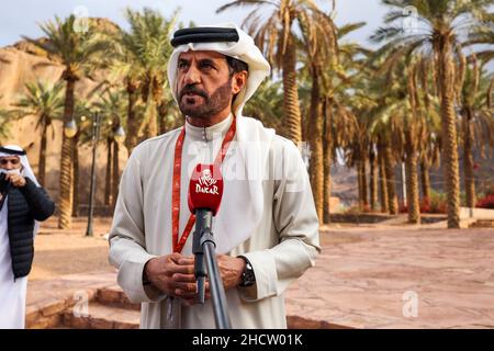 Hagel, Saudi-Arabien. 01st Januar 2022. Ben Sulaymen Mohammed (Are), Präsident der FIA, Porträt beim Podeststart der Rallye Dakar 2022 am 1st 2022. Januar in Hail, Saudi-Arabien - Foto Julien Delfosse / DPPI Credit: DPPI Media/Alamy Live News Stockfoto