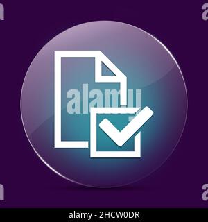 Umfrage (Checklist icon) Mondlicht Glas Runde Taste abstrakt auf einem dunkelvioletten abstrakten Hintergrund Stockfoto