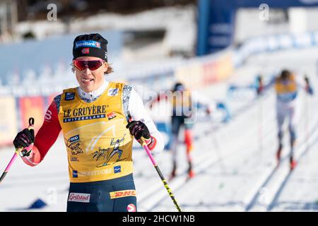 Oberstdorf, Deutschland. 01st Januar 2022. Oberstdorf, Deutschland 20220101.Johannes Hosflot Klaebo gewinnt das Finale des Sprints bei der Tour de Ski in Oberstdorf. Foto: Terje Pedersen / NTB Kredit: NTB Scanpix/Alamy Live News Stockfoto