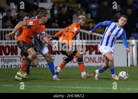 HARTLEPOOL, GROSSBRITANNIEN. JAN 1st Luke Molyneux von Hartlepool United während des Spiels der Sky Bet League 2 zwischen Hartlepool United und Oldham Athletic am Samstag, den 1st. Januar 2022 im Victoria Park, Hartlepool. (Kredit: Michael Driver | MI Nachrichten) Kredit: MI Nachrichten & Sport /Alamy Live Nachrichten Stockfoto