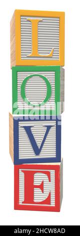 Liebe Hölzerne Buchstabenblöcke Stock Vektor