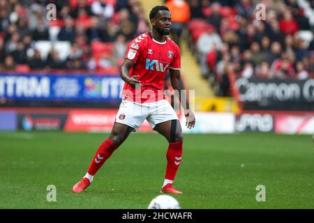 LONDON, GBR. JAN 1st Diallang Jaiyesimi von Charlton Athleticwährend des Spiels der Sky Bet League 1 zwischen Charlton Athletic und Wycombe Wanderers am Samstag, dem 1st. Januar 2022, im The Valley, London. (Kredit: Tom West | MI News) Kredit: MI Nachrichten & Sport /Alamy Live News Stockfoto