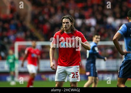 LONDON, GBR. JAN 1st Josh Davison von Charlton Athletic beim Sky Bet League 1-Spiel zwischen Charlton Athletic und Wycombe Wanderers am Samstag, dem 1st. Januar 2022, im The Valley, London. (Kredit: Tom West | MI News) Kredit: MI Nachrichten & Sport /Alamy Live News Stockfoto