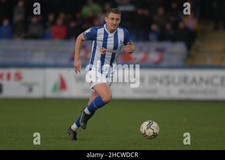 HARTLEPOOL, GROSSBRITANNIEN. JAN 1st David Ferguson von Hartlepool United während des Spiels der Sky Bet League 2 zwischen Hartlepool United und Oldham Athletic am Samstag, den 1st. Januar 2022, im Victoria Park, Hartlepool. (Kredit: Scott Llewellyn | MI Nachrichten) Kredit: MI Nachrichten & Sport /Alamy Live Nachrichten Stockfoto