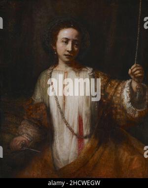 Lucretia 1666 Rembrandt. Stockfoto