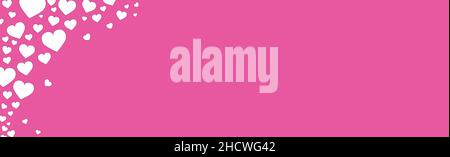 Panorama-Muster rosa Hintergrund mit vielen weißen Herzen mit Platz unter dem Text - Vektor-Illustration Stock Vektor