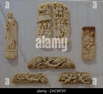 Reliefs, Werkstatt Embriachi, italienisch, Venedig oder Florenz, 14th-15h Jahrhundert, Elfenbein, Knochen - Stockfoto