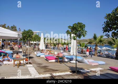 Strandpromenade Bar, Gumbet, Halbinsel Bodrum, Provinz Mugla, Republik Türkiye Stockfoto