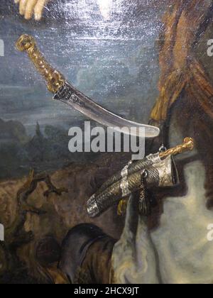 Rembrandt – Opfer Isaaks – 1635 – Detail Abrahams kniend. Stockfoto