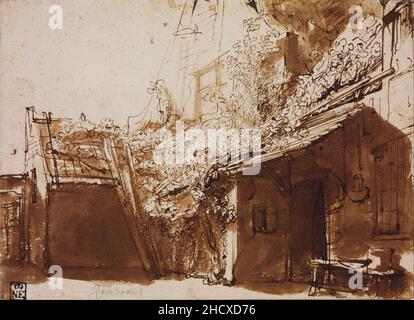 Rembrandt Harmensz. Van Rijn - Holländisches Bauernhaus in Licht und Schatten Stockfoto