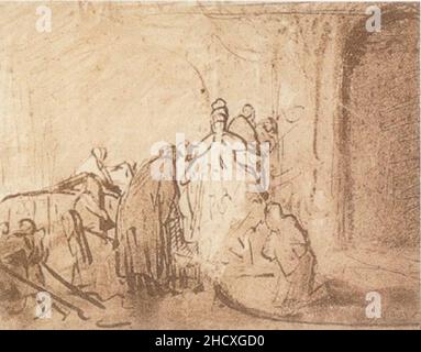 Rembrandt Studie für Judas, der die dreißig Silberstücke zurückgibt. Stockfoto