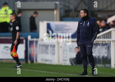 HARTLEPOOL, GROSSBRITANNIEN. JAN 1st Oldham Athletic Interim Manager Selim Benachour beim Spiel der Sky Bet League 2 zwischen Hartlepool United und Oldham Athletic am Samstag, den 1st. Januar 2022 im Victoria Park, Hartlepool. (Kredit: Mark Fletcher | MI News) Kredit: MI Nachrichten & Sport /Alamy Live News Stockfoto