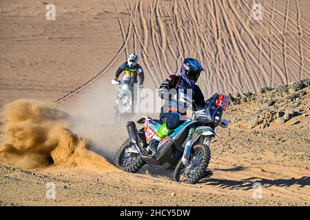 123 Moore Charan (zaf), KTM 450 Rally Replica, Moto, Original von Motul, Aktion während der Etappe 1A der Rallye Dakar 2022 zwischen Jeddah und Hail, am 1st 2022. Januar in Hail, Saudi-Arabien - Foto Gigi Soldano / DPPI Stockfoto