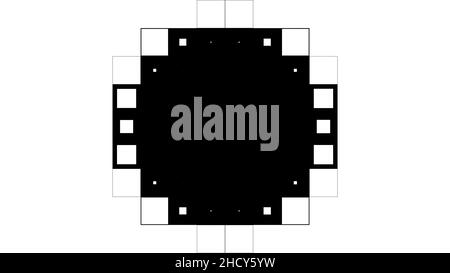 Moderner schwarz-weißer Hintergrund von wild flackernden Quadraten. High Definition CGI-Bewegungshintergründe, ideal für die Bearbeitung, LED-Hintergründe oder die Übertragung Stockfoto