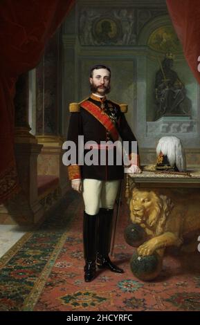 Retrato del rey Alfonso XII Stockfoto