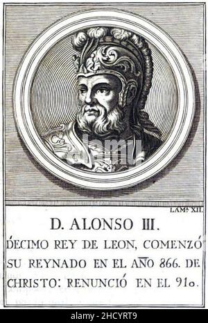 Retrato-067-Rey de León-Alfonso III. Stockfoto