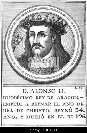 Retrato-128-Rey de Aragón-Alfonso II. Stockfoto