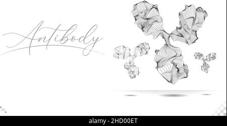 vektorlinien-Mischungen von Antikörpern des menschlichen Immunsystems gegen das Micro Science-Antigenvirus und bakterielle Körperantwort Stock Vektor