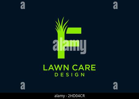 Buchstabe F mit Grass Logo Vorlage Vektor Symbol Illustration Stock Vektor