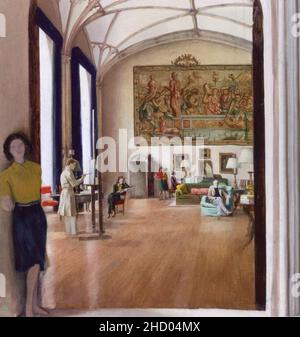 Rex Whistler - Charles Paget, 6th Marquess und Lady Marjorie, Marchioness, von Anglesey mit fünf ihrer sechs Kinder im Musikzimmer 1938 abgeschnitten. Stockfoto