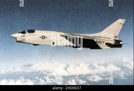 RF-8G Crusader VFP-63 in Flug 1981. Stockfoto