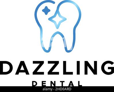 Minimalistisches Design SCHILLERNDES DENTAL-Logo-Design Stock Vektor
