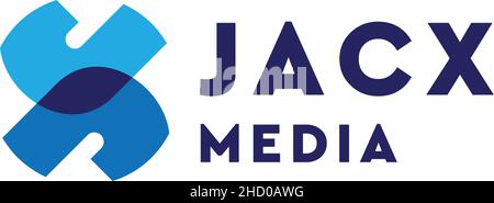 Flaches Buchstabenzeichen mit anfänglichem J JACX-MEDIENLOGO Stock Vektor