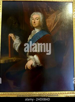 Richard Boyle, 3rd Earl of Burlington, mit Bust of Inigo Jones, von George Knapton, 1743, Stockfoto