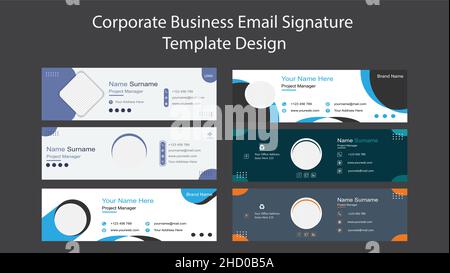 Business E-Mail Signatur Autor Besuch Karten Benutzeroberfläche Design Vorlage Vektor. Stock Vektor