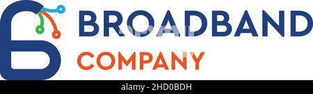 Flaches Buchstabenzeichen BREITBAND-FIRMENLOGO-Design Stock Vektor