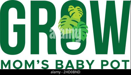 Flacher Buchstabe Marke WACHSEN MÜTTER BABY TOPF Logo Design Stock Vektor