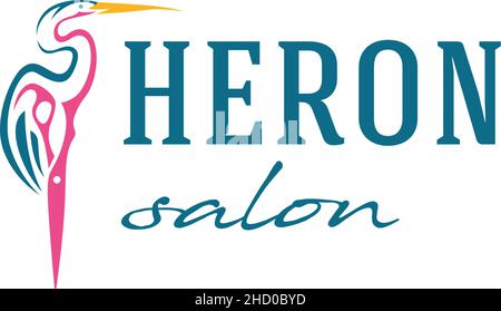 Modernes farbenfrohes Design HERON SALON Logo Design Stock Vektor