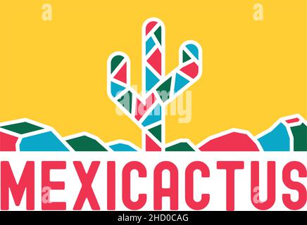 Modernes flaches farbenfrohes Design mit MEXICACTUS-Logo Stock Vektor