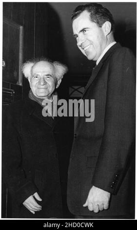 Richard Nixon und David Ben-Gurion. Stockfoto
