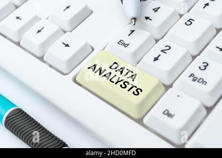Konzeptionelle Bildunterschrift Datenanalysten. Business Showcase Programmer Design and Create Report identifiziert Muster, die Online-Mitgliedsnamen-Listen eingeben, erstellen Stockfoto