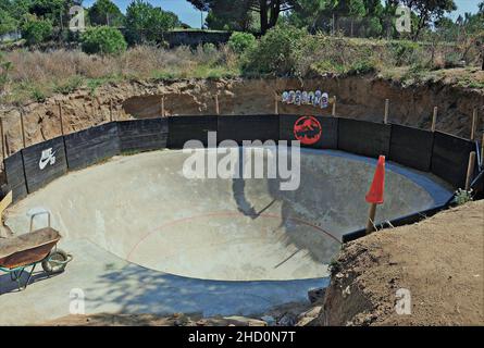 Einrichtungen des alten Skateparks in Arenys de Munt Region der Maresme Provinz Barcelona, Katalonien, Spanien Stockfoto