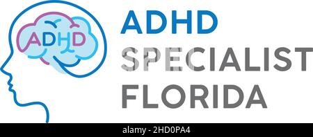 Modernes ADHD-SPEZIALIST FLORIDA Brain Logo-Design Stock Vektor